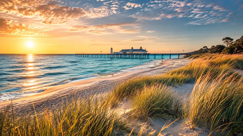 Usedom mit Seebrücke im Abendlicht